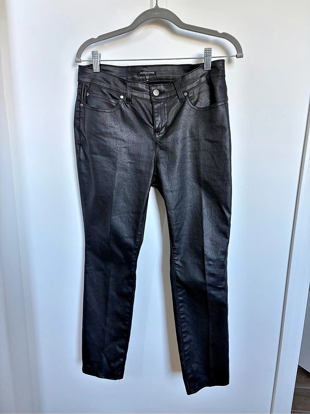 Eileen Fisher Coated Organic Cotton Slim Jean Black 8P